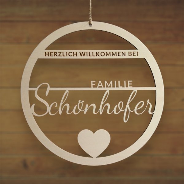 Türkranz personalisiert aus Holz - Familie